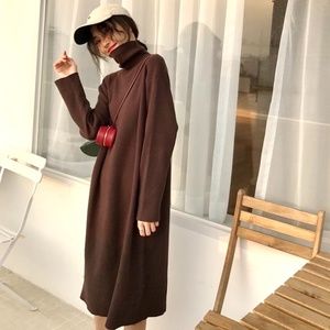 Brand-new brown turtle neck long sleeve dress